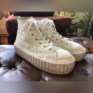 Diesel Platform High-Top White Leather Sneakers